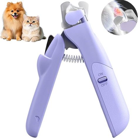 Lime à ongles électrique pour chiens et chats avec éclairage LED, coupe-ongles avec protection contre les éclaboussures, adaptée aux petits chats et chiens de taille moyenne, violet (1/5)