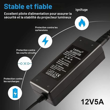 Pack of 2 Power Adapter 12V DC 5A/6A 60W/70W Transformer (1/2)