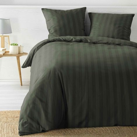 Parure de Lit - Cléo UNI Housse de Couette 240 x 220 cm + Taies d'Oreiller - Kaki (1/3)