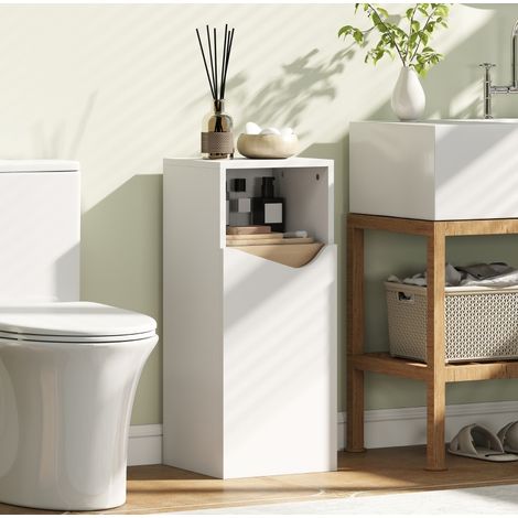 Mobile bagno salvaspazio 30x30x71,5 cm in legno bianco con ripiani regolabili – MEUBLIV (1/5)