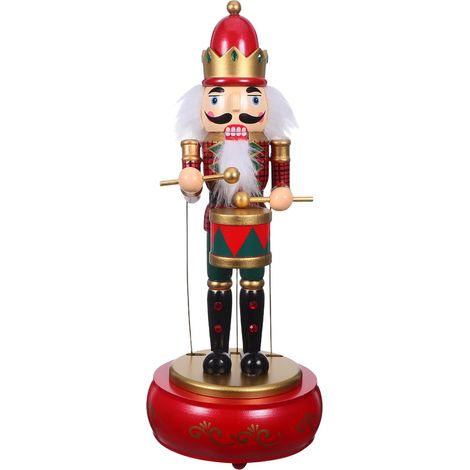 Boîte à Musique Casse-Noisette de Noël Bois Figurine Soldat Casse-Noisette à Remontoir Ornement Centre de Table pour Fêtes (1/5)
