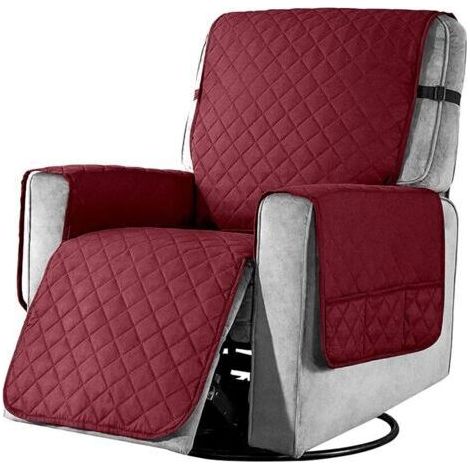 Housse de fauteuil inclinable, canapé 1 place, antidérapante, douce et lavable en machine, idéale pour les familles avec enfants et animaux, petite taille (rouge vin). (1/5)