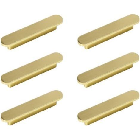 Set di 6 maniglie dorate, maniglie per mobili da cucina in ottone spazzolato, interasse fori 96 mm - Maniglie per armadietti (1/4)