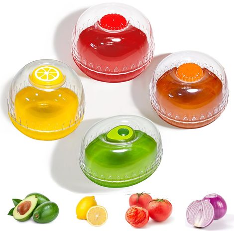 4er-Set wiederverwendbare Aufbewahrungsbehälter für Obst und Gemüse (Kühlschrank) – Frischeschale für längere Haltbarkeit – BPA-frei und wiederverwendbar – Ideal für Avocados, Zitronen, Tomaten und Zw (1/5)
