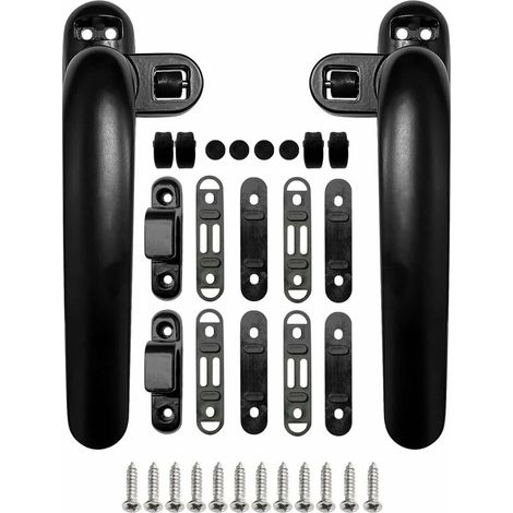 VURAHOME - 2 Pcs Poignée de Fenêtre en Alliage D'aluminium, Poignées de Fenêtre, Tige en Métal, Couvercle en Métal, Poignée En Aluminium Massif, Peinture Miroir, Couleur noir(5,3cm×13cm） (1/5)