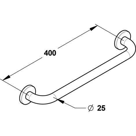 Barra dritta 400 mm, acciaio inox cromato (senza viti) Diametro 25 mm - PRESTO - 60577