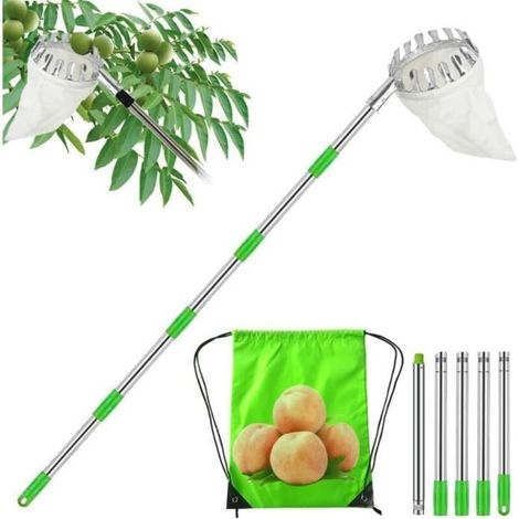 Cueille Fruit Telescopique,2M Cueilleur de Fruits Amovible,Perche Cueille Fruits Telescopique,Cueille Cerise,Ramasse Pomme