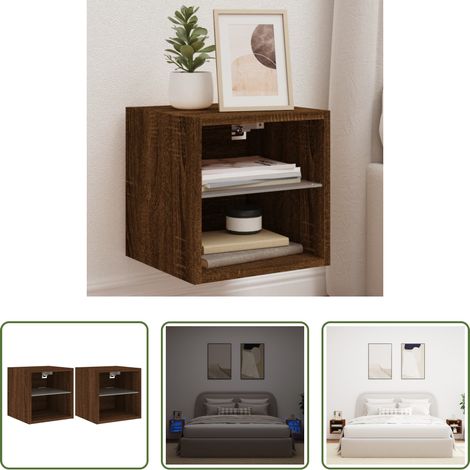 LED-Leuchten - TV-Wandschränke mit LED-Leuchten 2 Stk. Braun Eichen-Optik (1/5)
