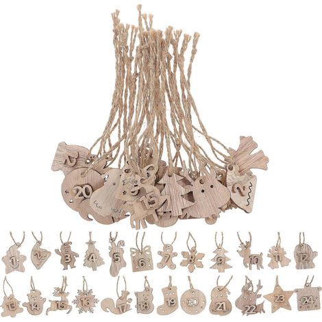 ensemble de pendentifs calendrier décoratifs à suspendre pour Noël, étiquettes calendrier à suspendre au sapin de Noël-4X3CM (1/2)