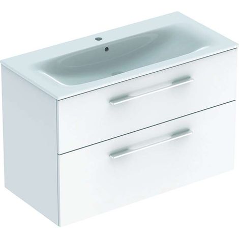 Geberit Selnova Square - Meuble-vasque 635x988x480 mm, avec vasque, 2 tiroirs, blanc brillant 501.244.00.1 (1/3)