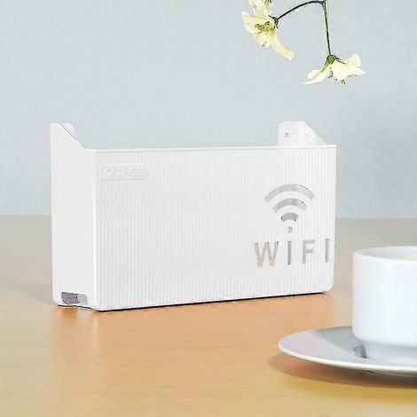 Aufbewahrungsbox für WLAN-Router, Wandhalterung aus ABS-Kunststoff, Kabelhalterung-White