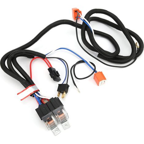 Kit de Faisceau de Câblage de Relais de Phare, Kit de Cordon étanche éclaircisseur de Phare DC 12 V, avec 2 Ampoules H4, Courant Nominal 80 A, Puissance de Bobine 1,8 W (1/5)