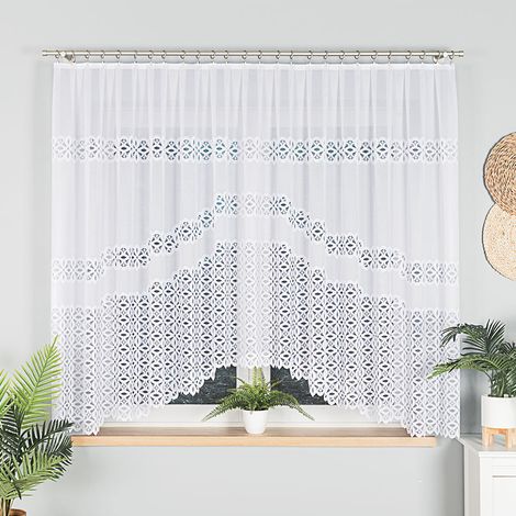 ADRIANNA - Cortina jacquard confeccionada con corte en la parte inferior - 300x160 cm - blanco (1/5)