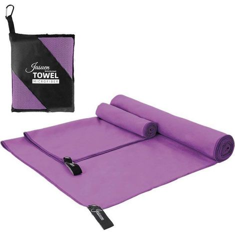 Ensemble de serviettes de plage en microfibre - 180x80cm + 80x40cm, serviette de plage, microfibre (2 pièces), serv (1/5)