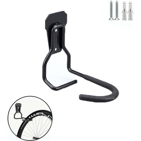 Pack of 4 Black Bike Hooks Vertical Stand Garage Space Saver Heavy Duty (1/4)