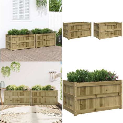 Pflanzkübel 2 Stk. Kiefernholz Imprägniert - Holzpflanze - Kübeln - Gartendeko - Balkonpflanzen - Terrasse - Home & Living (1/5)