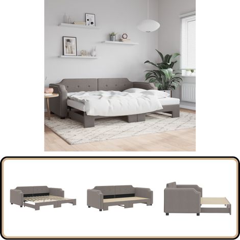 Tagesbett Ausziehbar Taupe 80x200 cm Stoff - Sofa - Schlafsofa - Gästebett - Tagesbett - Ausziehbarer Schlafsitz