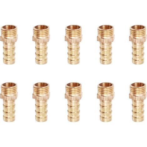 Lot de 10 raccords de tuyau en laiton pour tuyau de bassin - 1/4 - 10 mm (1/5)