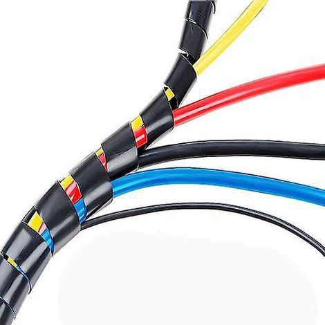Gaine spiralée de 28 m (91,8 pi) et de 4 mm (épaisseur d'enroulement : 1,5 mm à 10 mm) pour câbles d'ordinateur, gaine de rangement pour câbles électriques, tuyau noir (1/5)