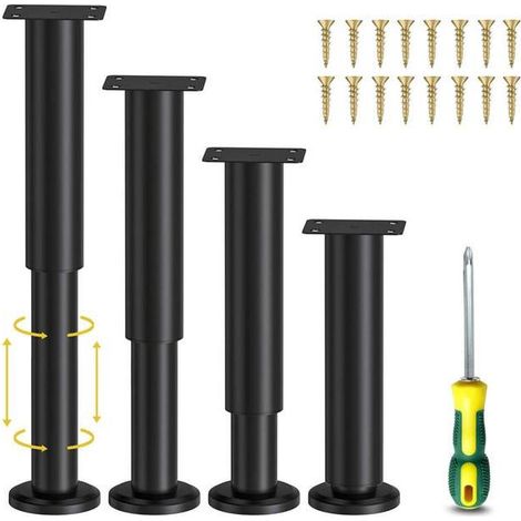 4 Stück verstellbare Bettbeine 180-300 mm Badezimmermöbelbeine Verstellbare runde Metallmöbelbeine Bettbeine