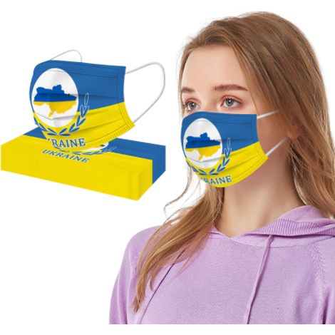 Lot de 10 masques faciaux aux couleurs du drapeau ukrainien, cadeau patriotique ukrainien de qualité supérieure (1/3)