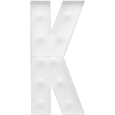 Lettre lumineuse décorative K en blanc, lettre LED à piles avec lumière chaude, 91,5 cm, enseigne lumineuse pour anniversaire, mariage, fête et événement (1/5)