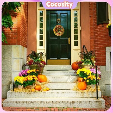 Cocosity Couronne d'automne Guirlande de porte de Simulation d'automne, couronne d'eucalyptus colorée pour porte linge fete (1/5)