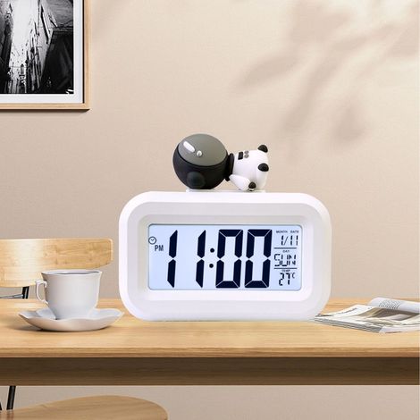Horloge électronique mignonne à motif dessin animé pour enfants, horloge multifonctionnelle pour étudiants avec affichage LED de la température et de l'humidité, petite horloge, astronaute (1/4)