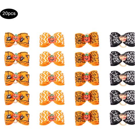 Noeud Pour Chien Et Chat - Accessoire Toilettage Polyester - Bande Élastique Douce - Décoration Halloween - Lot De 20 Pièces (1/5)