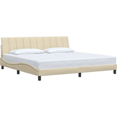 vidaXL Cadre de lit sans matelas Hanko crème 200x200 cm tissu (1/5)
