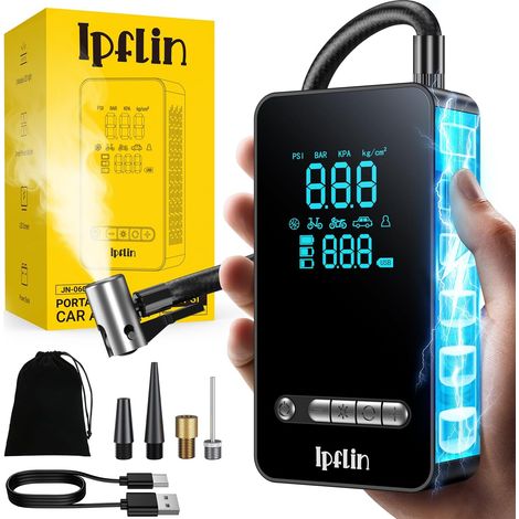 Kabelloser Autoreifenfüller – Tragbarer Luftkompressor (150 PSI) mit LED-Anzeige, USB-Anschluss, Akku, Schnellaufpumpfunktion, automatischer Abschaltung, für Auto, Fahrrad und Motorrad – Upgrade