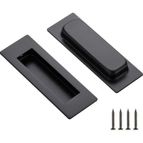 Poignée en deux parties - Poignée encastrée en acier inoxydable 304 pour portes coulissantes - 150 x 50 cm - Noire (1/5)