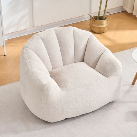 Pouf Velours Côtelé-107×75 cm-Canapé relax-BEIGE (1/5)