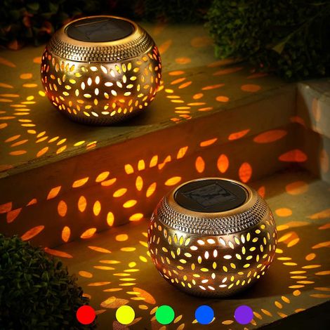 Stück bronzefarbene, wasserdichte Solarlaternen mit zwei Modi und farbwechselnder LED für Garten, Terrasse und Außendekoration