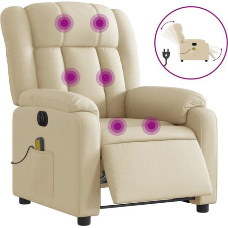 Fauteuil inclinable de massage électrique en tissu beige (1/5)