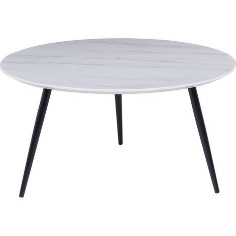 Mesa de centro efecto mármol blanco negro 79 cm MDF sala de estar dormitorio Effie
