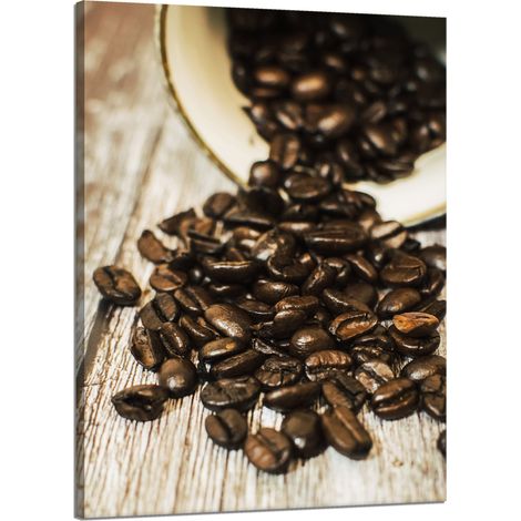 Lienzo impreso con diseño de granos de café para la cocina, 50x70 cm.