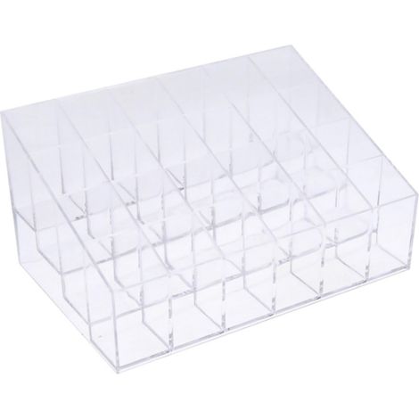 Organisateur De Rouges À Lèvres - Boîte De Rangement Cosmétique Transparente À 24 Logements - Pour Rouge À Lèvres Vernis À Ongles Et Mascara - Usage Domestique Et Professionnel - 1 Pièce (1/4)