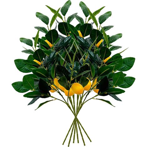 Bonsaï artificiel citronnier 6 branches feuilles dorées palmier areca décoration intérieure bureau salon réaliste (1/5)