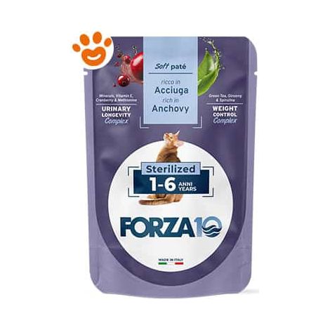 Forza10 Cat Botanicat Adult 1-6 Anni Acciughe in Patè Sterilizzato - Bustina 80 Gr -