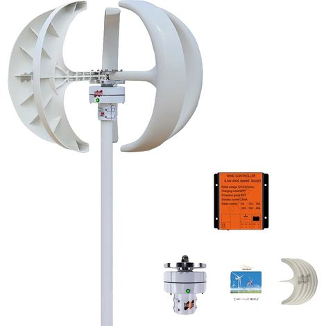 Generador de turbina eólica, funcionamiento silencioso, diseño de eje vertical, 400 W Blanco-a, 400 W-a, 12 V (1/2)