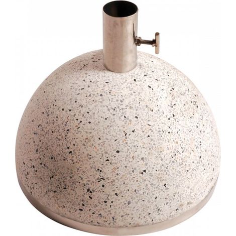 Esschert Design – Pied de parasol granit blanc 35,5x35,5x25,5 cm – Tube acier inoxydable – Trou réglable 12-42 mm – Support solide pour parasol (1/5)