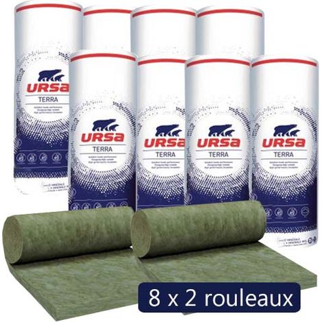 Ursa – Pack de 8 rouleaux laine de verre 150mm – Isolation thermique et acoustique – Longueur 4050mm – Largeur 565mm – Valeur R 4.25 (1/4)