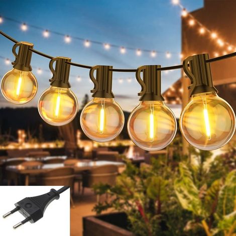 Guirlande Lumineuse Exterieure 15M, 20+2 G40 Ampoules,Incassable,Étanche, Guirlande Guinguette LED Connectable, Blanc Chaud,Plug&Play,pour Intérieur Jardin Balcon Maison Mariage Fête (1/5)