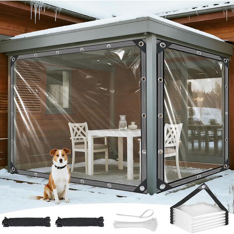 Bâche Transparente 2x5m avec Oeillets Bache de Protection Exterieur PCV et Imperméables Épaissies Résistantes aux Déchirures avec œillets pour Pergola Terrasse Serre Porche (1/5)