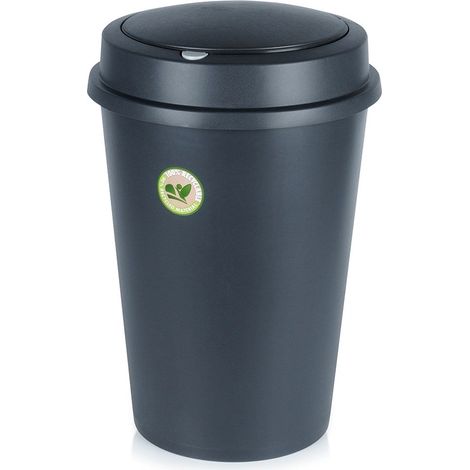 Sophink 47l en plastico negro duradero con tapa de doble apertura
