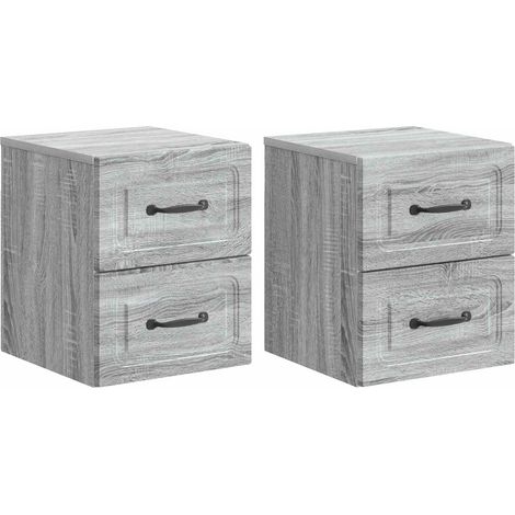 Wall-Mounted Bedside Cabinet 2 pcs Grey Sonoma vidaXL (1/5)