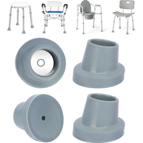 HOXILEELEOPieds rechange chaise douche - 4 pièces, 2.86cm ID, caoutchouc, ventouse, antidérapant - Convient pour tabourets douche, Étiquette (1/5)