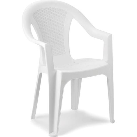 IPAE PROGARDEN - ISCHIA SEDIA MONOBLOCCO CON SCHIENALE BASSO EFFETTO RATTAN BIANCO ESC128BI