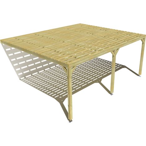 Pergola bois • 6m x 5m • adossée • sens profondeur • platelage bois • livraison comprise (1/3)